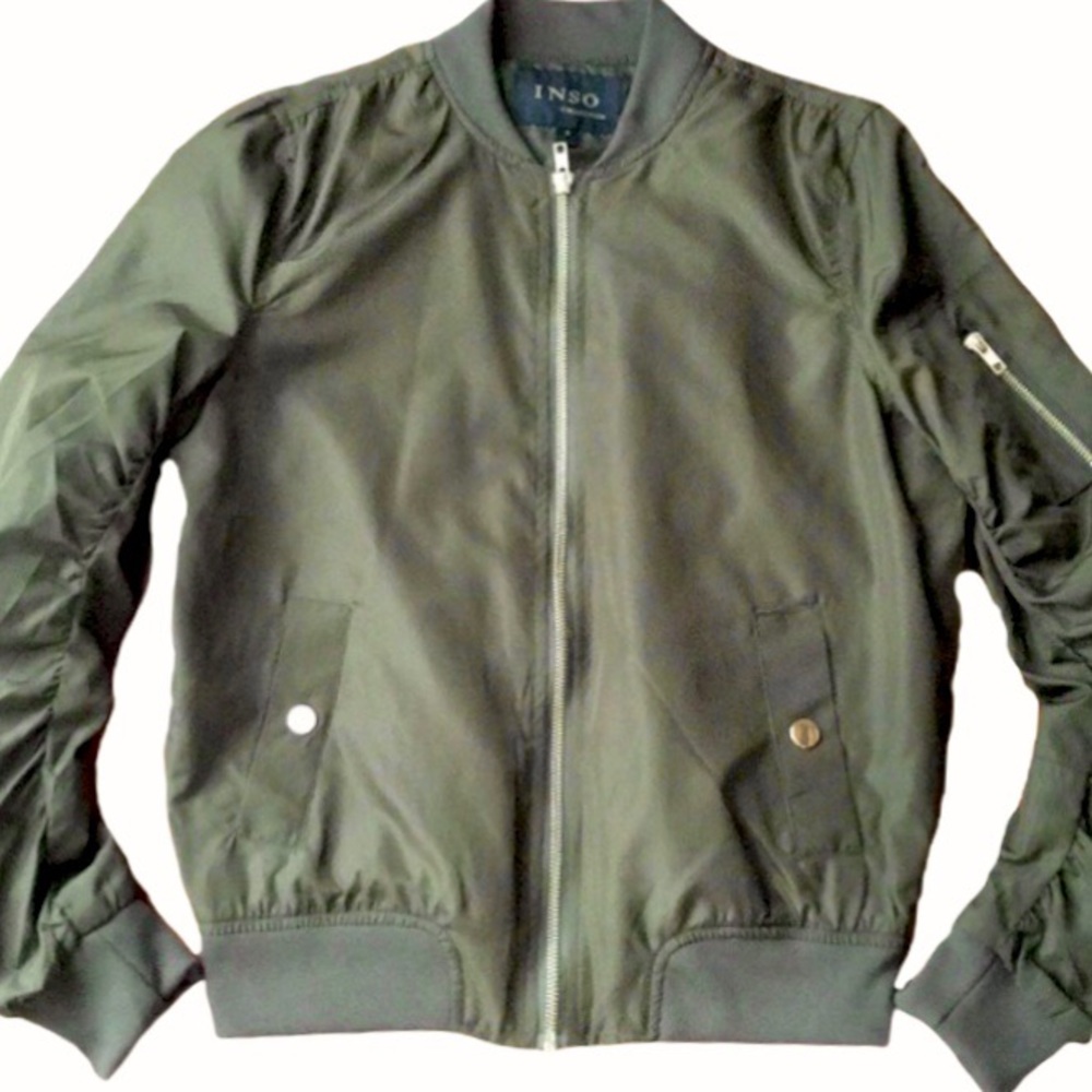 INSO Green Zip Up Bomber Jacket Medium